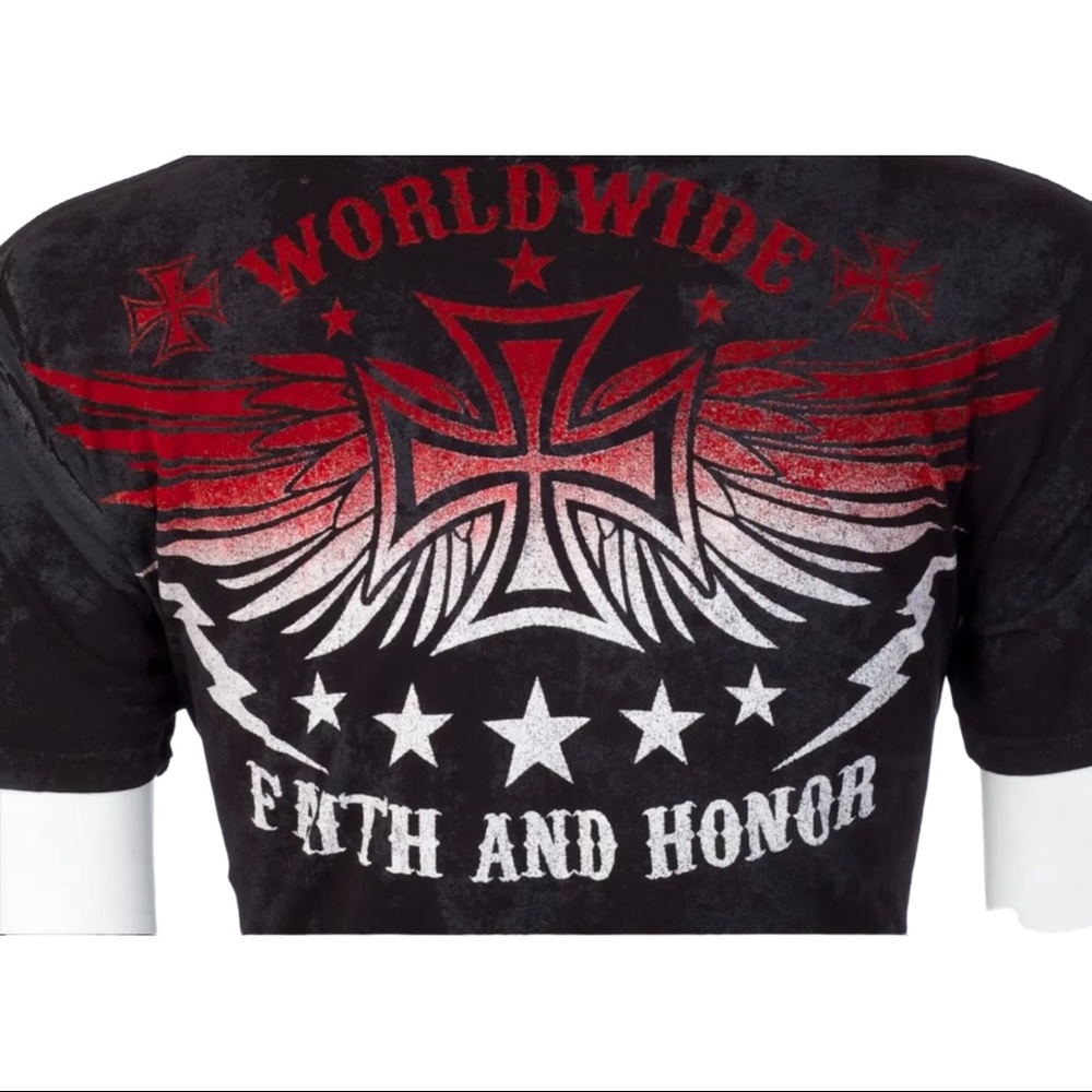 Archaic By Affliction Men's T-Shirt BLACK TIDE Skull Biker Black S-5XL - Picture 8 of 9